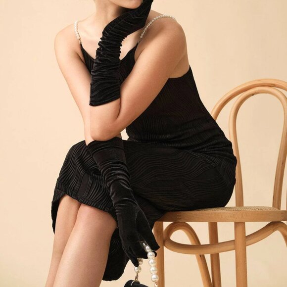 NWT RIHOAS Black Water Ripple Textured Cami Dress | Size XS - Picture 4 of 7